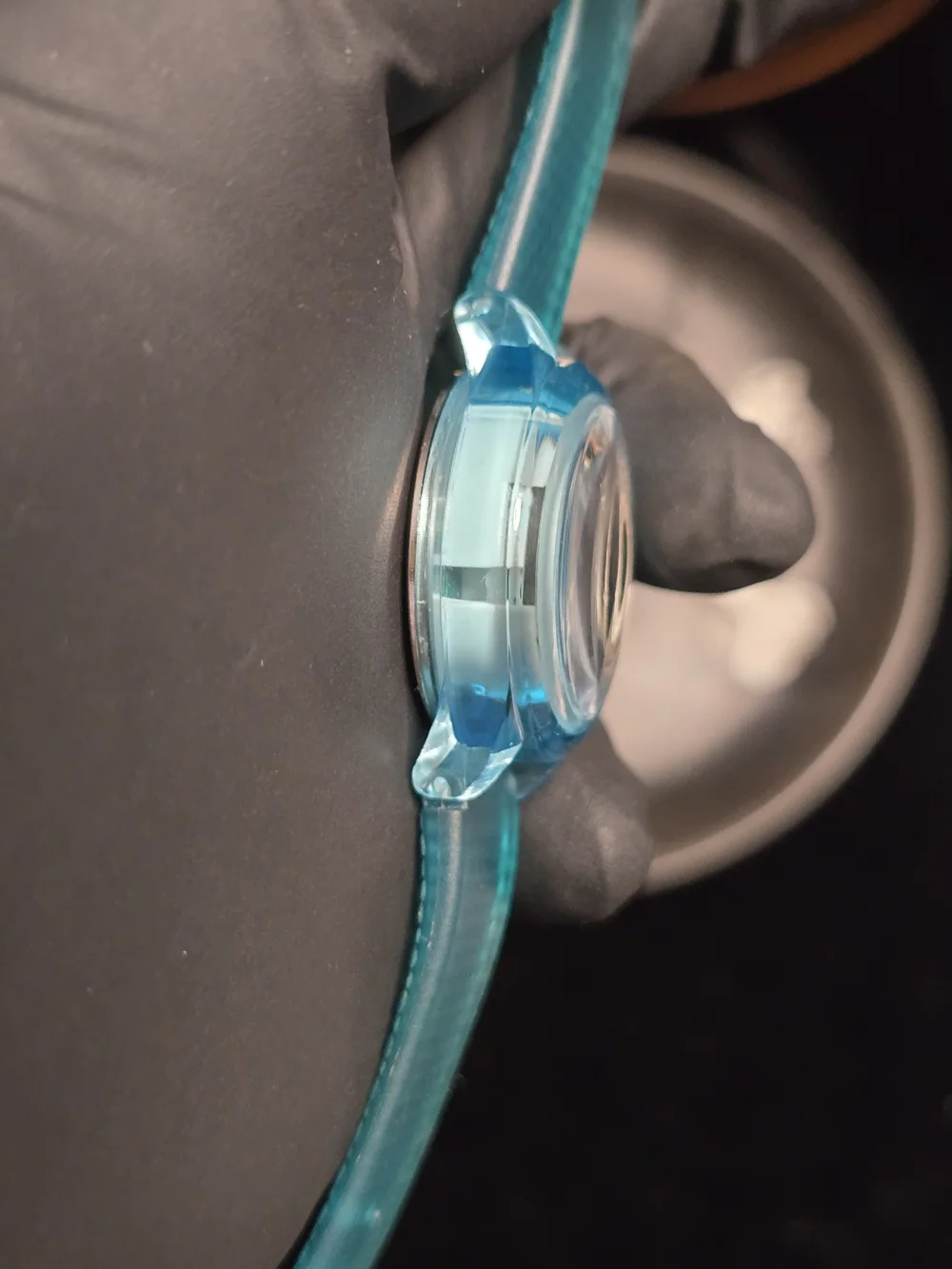Relic Big Tic Teal Blue Transparent Plastic Women's Watch